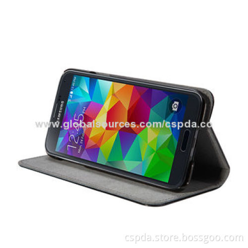 360 Degrees Rotation Back Standing Leather Cases for Samsung Galaxy S5, OEM and ODM Orders Available